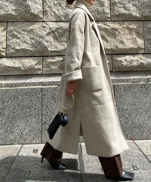 KOBE LETTUCE（コウベレタス）の「オーバーサイズロングガウンコート（チェスターコート・レディース・ブラック/ブルー/ホワイト系その他/ベージュ系その他/グリーン・S/M）」の12枚目の写真