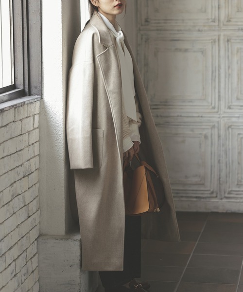 KOBE LETTUCE（コウベレタス）の「オーバーサイズロングガウンコート（チェスターコート・レディース・ブラック/ブルー/ホワイト系その他/ベージュ系その他/グリーン・S/M）」の6枚目の写真