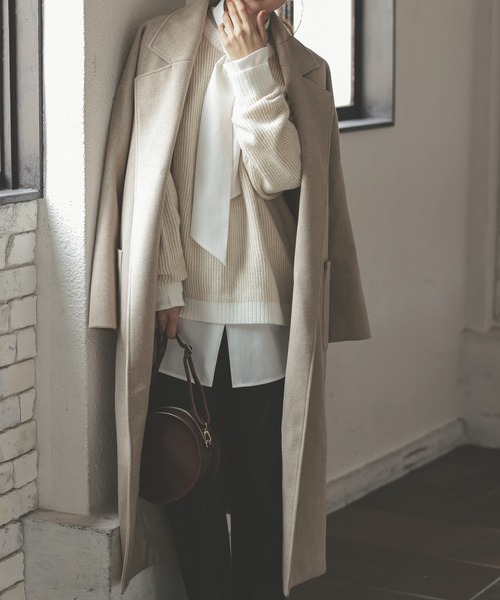 KOBE LETTUCE（コウベレタス）の「オーバーサイズロングガウンコート（チェスターコート・レディース・ブラック/ブルー/ホワイト系その他/ベージュ系その他/グリーン・S/M）」の7枚目の写真