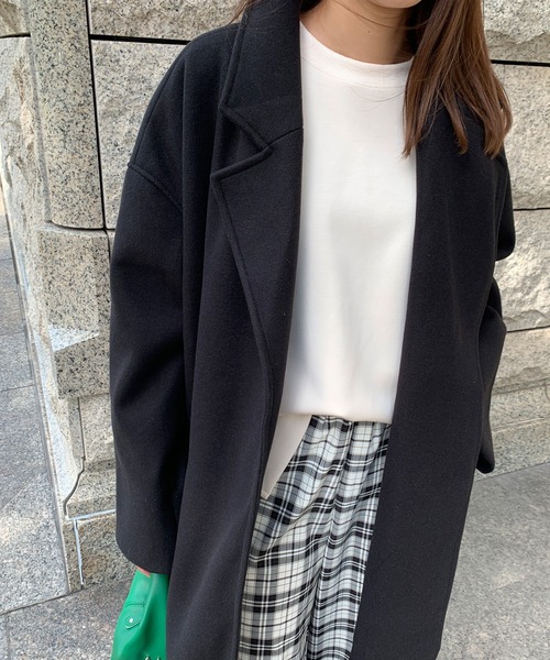 KOBE LETTUCE（コウベレタス）の「オーバーサイズロングガウンコート（チェスターコート・レディース・ブラック/ブルー/ホワイト系その他/ベージュ系その他/グリーン・S/M）」の10枚目の写真