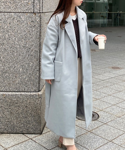 KOBE LETTUCE（コウベレタス）の「オーバーサイズロングガウンコート（チェスターコート・レディース・ブラック/ブルー/ホワイト系その他/ベージュ系その他/グリーン・S/M）」の9枚目の写真