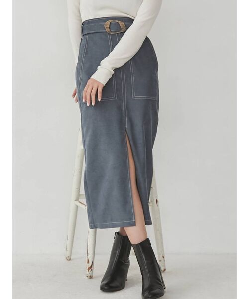 RESEXXY（リゼクシー）の「モールスキンペンシルスカート（スカート・レディース・ブラック/オレンジ/ブルー/アイボリー・FREE）」の3枚目の写真