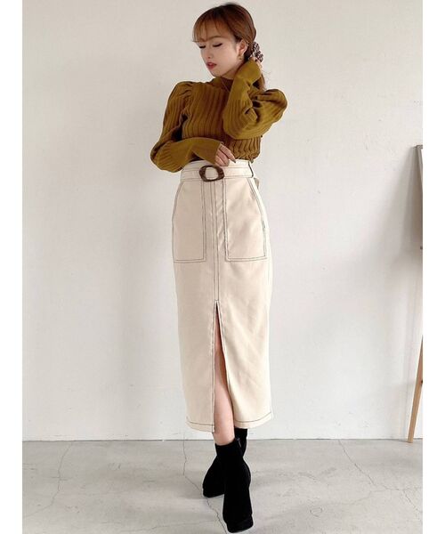 RESEXXY（リゼクシー）の「モールスキンペンシルスカート（スカート・レディース・ブラック/オレンジ/ブルー/アイボリー・FREE）」の8枚目の写真