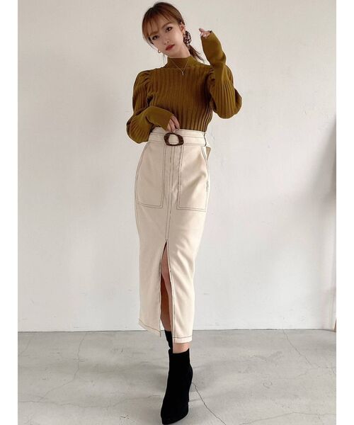 RESEXXY（リゼクシー）の「モールスキンペンシルスカート（スカート・レディース・ブラック/オレンジ/ブルー/アイボリー・FREE）」の9枚目の写真