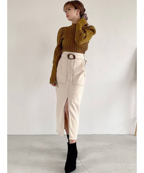 RESEXXY（リゼクシー）の「モールスキンペンシルスカート（スカート・レディース・ブラック/オレンジ/ブルー/アイボリー・FREE）」の10枚目の写真