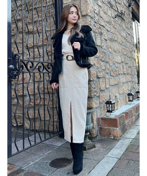 RESEXXY（リゼクシー）の「モールスキンペンシルスカート（スカート・レディース・ブラック/オレンジ/ブルー/アイボリー・FREE）」の13枚目の写真