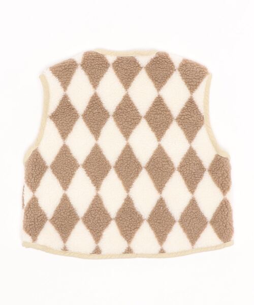 aimoha（アイモハ）の「【aimoha-KIDS-】子供服 ハーリキンチェック暖かいボアベスト（ベスト・キッズ・ブラウン/ベージュ・80/100/120/110/90/130）」の3枚目の写真