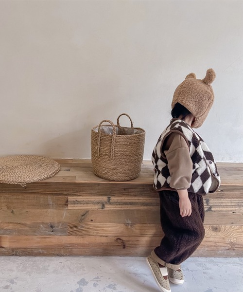 aimoha（アイモハ）の「【aimoha-KIDS-】子供服 ハーリキンチェック暖かいボアベスト（ベスト・キッズ・ブラウン/ベージュ・80/100/120/110/90/130）」の5枚目の写真