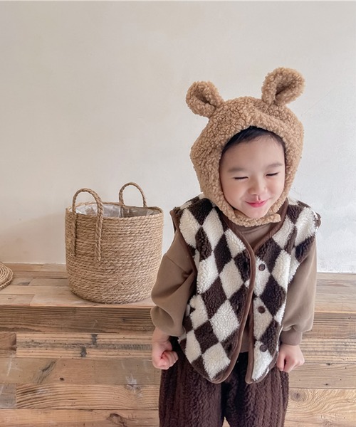 aimoha（アイモハ）の「【aimoha-KIDS-】子供服 ハーリキンチェック暖かいボアベスト（ベスト・キッズ・ブラウン/ベージュ・80/100/120/110/90/130）」の6枚目の写真