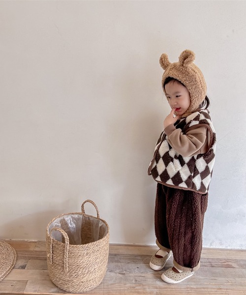aimoha（アイモハ）の「【aimoha-KIDS-】子供服 ハーリキンチェック暖かいボアベスト（ベスト・キッズ・ブラウン/ベージュ・80/100/120/110/90/130）」の8枚目の写真