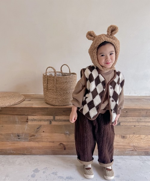 aimoha（アイモハ）の「【aimoha-KIDS-】子供服 ハーリキンチェック暖かいボアベスト（ベスト・キッズ・ブラウン/ベージュ・80/100/120/110/90/130）」の9枚目の写真