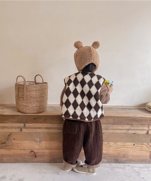 aimoha（アイモハ）の「【aimoha-KIDS-】子供服 ハーリキンチェック暖かいボアベスト（ベスト・キッズ・ブラウン/ベージュ・80/100/120/110/90/130）」の10枚目の写真