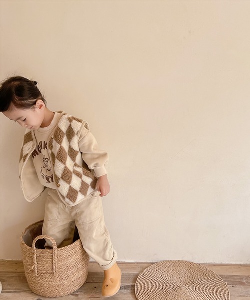 aimoha（アイモハ）の「【aimoha-KIDS-】子供服 ハーリキンチェック暖かいボアベスト（ベスト・キッズ・ブラウン/ベージュ・80/100/120/110/90/130）」の15枚目の写真
