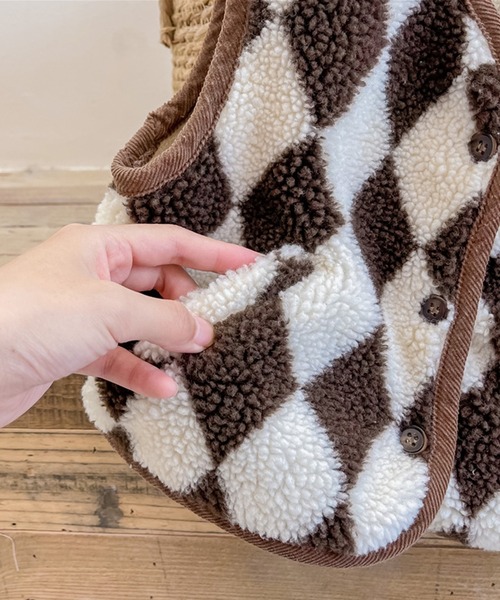 aimoha（アイモハ）の「【aimoha-KIDS-】子供服 ハーリキンチェック暖かいボアベスト（ベスト・キッズ・ブラウン/ベージュ・80/100/120/110/90/130）」の20枚目の写真