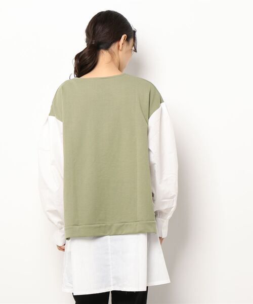 Birthday room（バースデイルーム）の「異素材切り替えカットソー（Tシャツ/カットソー・レディース・ブラック/カーキ/アイボリー・FREE）」の5枚目の写真