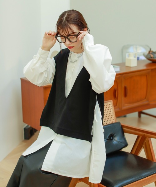 Birthday room（バースデイルーム）の「異素材切り替えカットソー（Tシャツ/カットソー・レディース・ブラック/カーキ/アイボリー・FREE）」の20枚目の写真