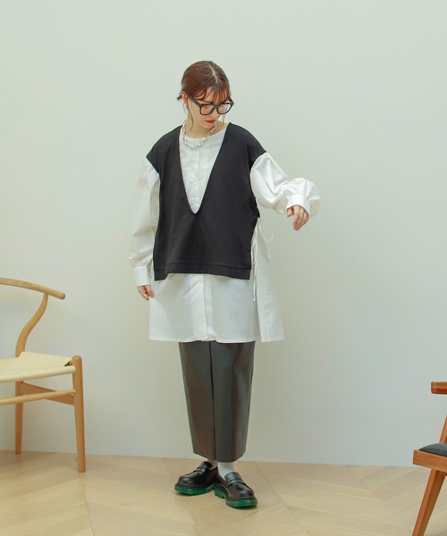 Birthday room（バースデイルーム）の「異素材切り替えカットソー（Tシャツ/カットソー・レディース・ブラック/カーキ/アイボリー・FREE）」の18枚目の写真