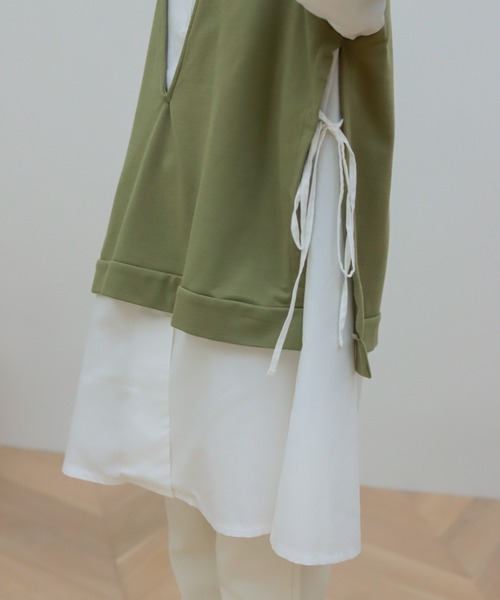 Birthday room（バースデイルーム）の「異素材切り替えカットソー（Tシャツ/カットソー・レディース・ブラック/カーキ/アイボリー・FREE）」の11枚目の写真