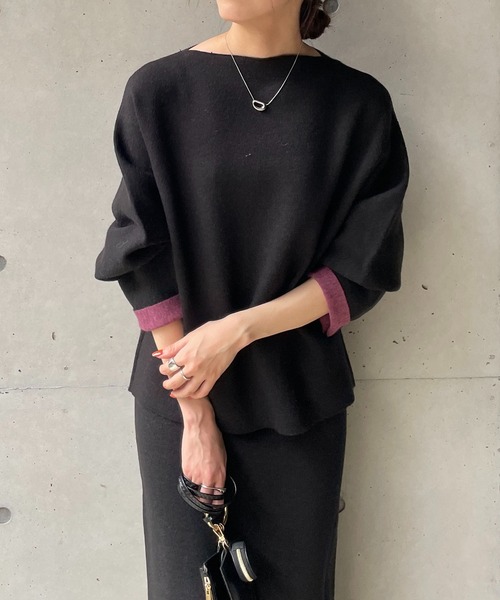 CAPRICIEUX LE'MAGE（カプリシューレマージュ）の「リバカラーニットプルオーバー（ニット/セーター・レディース・アイボリー/ブラック/モカ/グレー・FREE）」の8枚目の写真