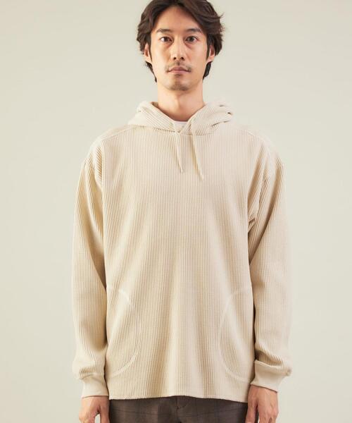 green label relaxing(グリーンレーベルリラクシング)の「<GLR/ lab>ワッフル フーディー 長袖 パーカー(パーカー・メンズ・オリーブ/ネイビー/ナチュラル・XL/L/M/S)」の10枚目の写真