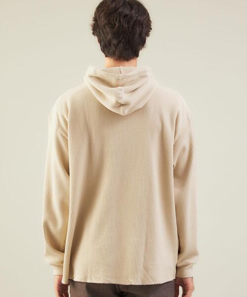 green label relaxing(グリーンレーベルリラクシング)の「<GLR/ lab>ワッフル フーディー 長袖 パーカー(パーカー・メンズ・オリーブ/ネイビー/ナチュラル・XL/L/M/S)」の4枚目の写真