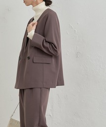 natural couture | ウォッシャブルノーカラージャケット(ノーカラージャケット)