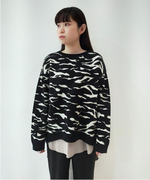 DROIT BELLO(ドロイトベロ)の「DROIT BELLO(ドロイトベロ) ゼブラ柄ジャガードプルオーバー(ニット/セーター・レディース・ライトベージュ/ブラック・FREE)」の17枚目の写真