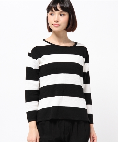 DISCOAT（ディスコート）の「【Discoat】ミラノリブボーダープルオーバー（ニット/セーター・レディース・ブラック/ダークブルー/チャコールグレー・ﾌﾘ-）」の11枚目の写真