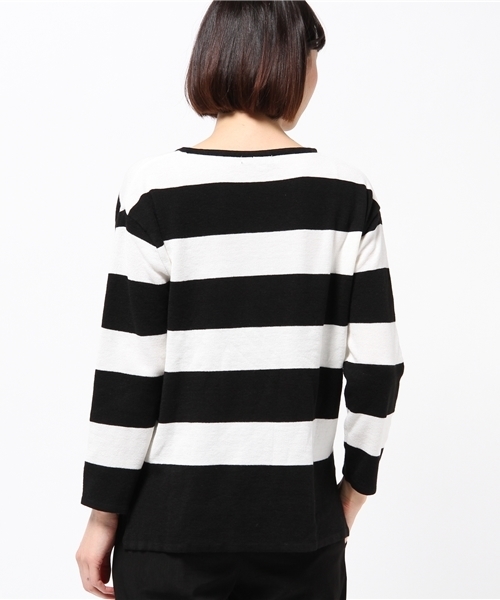 DISCOAT（ディスコート）の「【Discoat】ミラノリブボーダープルオーバー（ニット/セーター・レディース・ブラック/ダークブルー/チャコールグレー・ﾌﾘ-）」の6枚目の写真