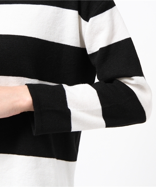 DISCOAT（ディスコート）の「【Discoat】ミラノリブボーダープルオーバー（ニット/セーター・レディース・ブラック/ダークブルー/チャコールグレー・ﾌﾘ-）」の9枚目の写真