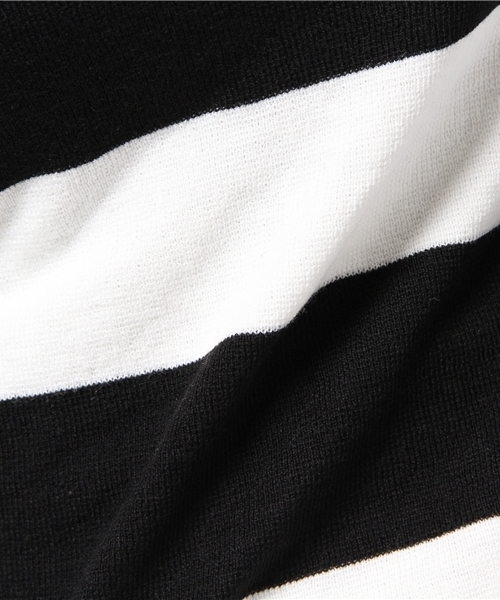 DISCOAT（ディスコート）の「【Discoat】ミラノリブボーダープルオーバー（ニット/セーター・レディース・ブラック/ダークブルー/チャコールグレー・ﾌﾘ-）」の4枚目の写真