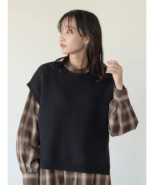 earth music&ecology(アースミュージックアンドエコロジー)の「前後2wayニットベスト *(ベスト・レディース・ライトグレー/ブラック/アイボリー・FREE)」の6枚目の写真