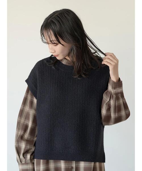 earth music&ecology(アースミュージックアンドエコロジー)の「前後2wayニットベスト *(ベスト・レディース・ライトグレー/ブラック/アイボリー・FREE)」の7枚目の写真