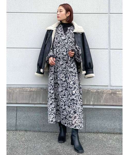 Ungrid（アングリッド）の「フェイクムートンボアブルゾン ( ボンバージャケット )（ブルゾン・レディース・ブラック/ダークブラウン・MEDIUM/SMALL）」の7枚目の写真