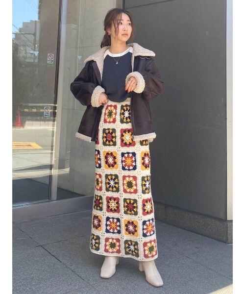 Ungrid（アングリッド）の「フェイクムートンボアブルゾン ( ボンバージャケット )（ブルゾン・レディース・ブラック/ダークブラウン・MEDIUM/SMALL）」の14枚目の写真