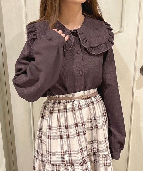 apres jour(アプレジュール)の「コーデュロイフリルブラウス【ZOZOTOWN限定アイテム】(シャツ/ブラウス・レディース・ダークブラウン/ピンクベージュ/グレイッシュベージュ・X-LARGE/フリー)」の20枚目の写真
