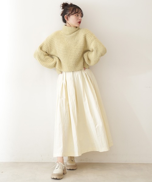 FREE'S MART（フリーズマート）の「フェザーモールハイネック短丈ニット（ニット/セーター・レディース・ホワイト/グレー/イエロー・FREE）」の6枚目の写真