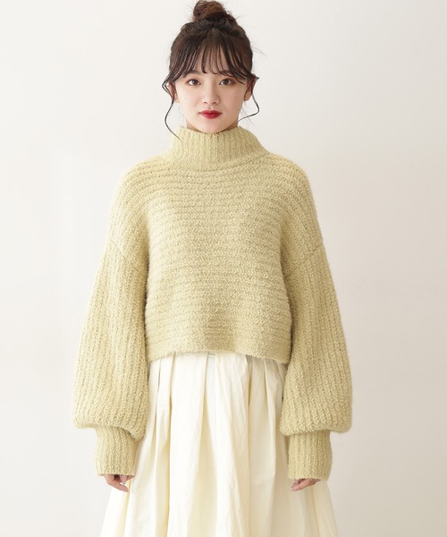 FREE'S MART（フリーズマート）の「フェザーモールハイネック短丈ニット（ニット/セーター・レディース・ホワイト/グレー/イエロー・FREE）」の7枚目の写真