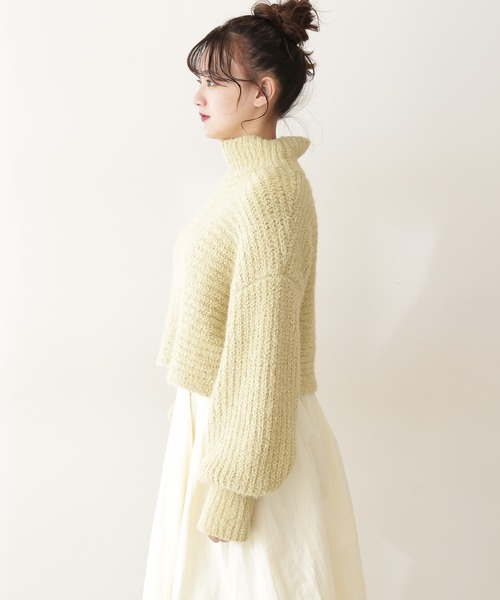 FREE'S MART（フリーズマート）の「フェザーモールハイネック短丈ニット（ニット/セーター・レディース・ホワイト/グレー/イエロー・FREE）」の8枚目の写真