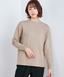 ウォッシャブルフロントケーブル編みニットプルオーバー