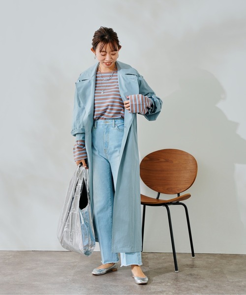 DouDou（ドゥドゥ）の「トレンチコート（トレンチコート・レディース・ベージュ/ブルー・FREE）」の3枚目の写真