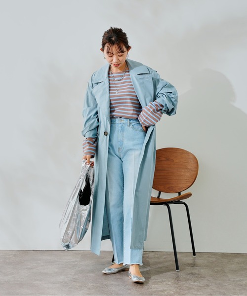 DouDou（ドゥドゥ）の「トレンチコート（トレンチコート・レディース・ベージュ/ブルー・FREE）」の5枚目の写真