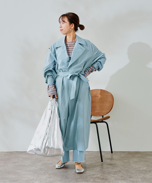 DouDou（ドゥドゥ）の「トレンチコート（トレンチコート・レディース・ベージュ/ブルー・FREE）」の12枚目の写真