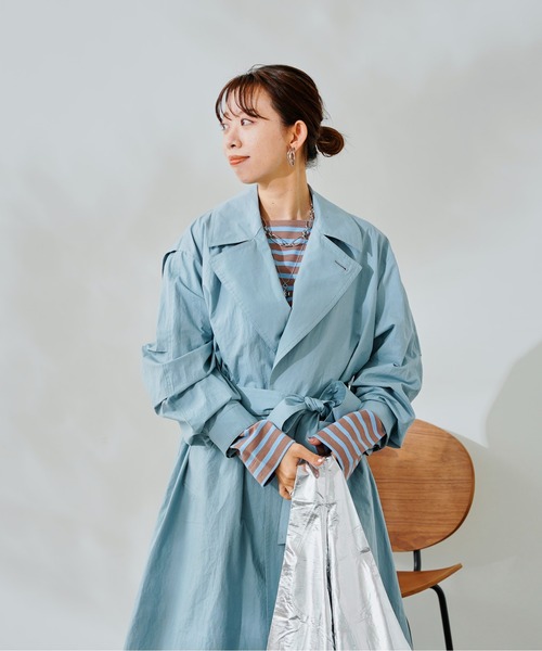 DouDou（ドゥドゥ）の「トレンチコート（トレンチコート・レディース・ベージュ/ブルー・FREE）」の13枚目の写真