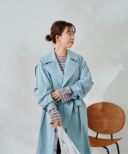 DouDou（ドゥドゥ）の「トレンチコート（トレンチコート・レディース・ベージュ/ブルー・FREE）」の14枚目の写真