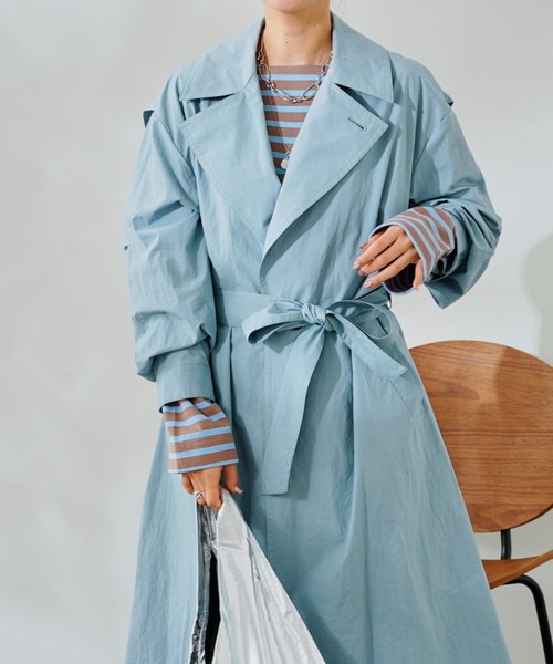 DouDou（ドゥドゥ）の「トレンチコート（トレンチコート・レディース・ベージュ/ブルー・FREE）」の16枚目の写真