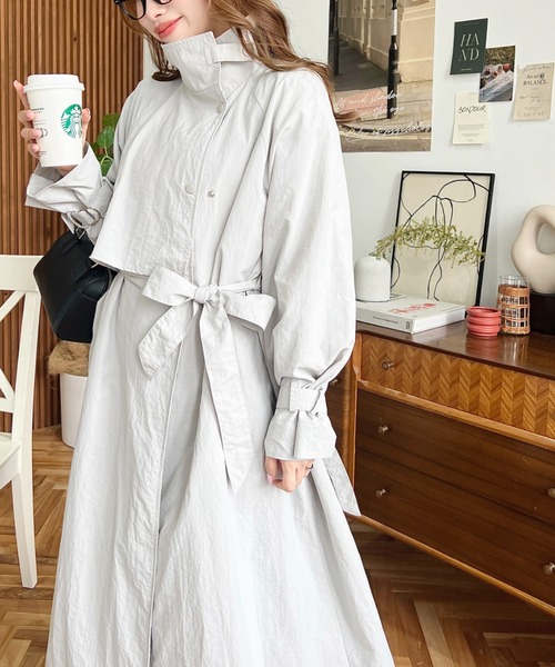 【限定値下げ】and couture ロングコート　S 新品未使用に近い MANTECOPureリバー ロングコート （ステンカラーコート）｜23区