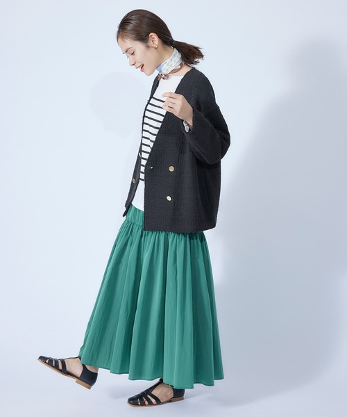 ROPE'（ロペ）の「ニットツイードVネックブルゾン（ノーカラージャケット・レディース・ブラック/ホワイト系その他2・38）」の8枚目の写真