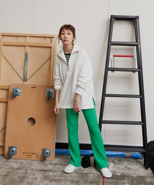 Auntie Rosa Holiday（アンティローザホリデー）の「ハーフZIPオーバーサイズスウェット（スウェット・レディース・オフホワイト/ネイビー/グリーン/グレー・FREE）」の18枚目の写真