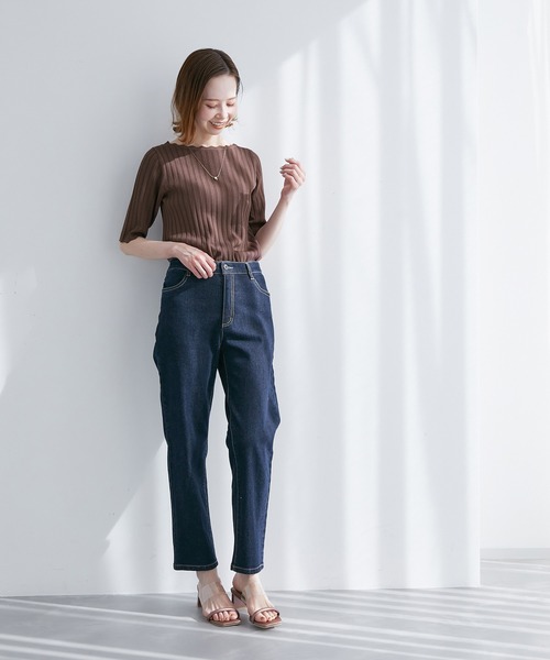 ROPE' PICNIC（ロペピクニック）の「Beauty knit/スカラップネックハーフスリーブニットプルオーバー（ニット/セーター・レディース・ブラック/オフホワイト/ブラウン/グリーン系その他/ラベンダー・38）」の19枚目の写真